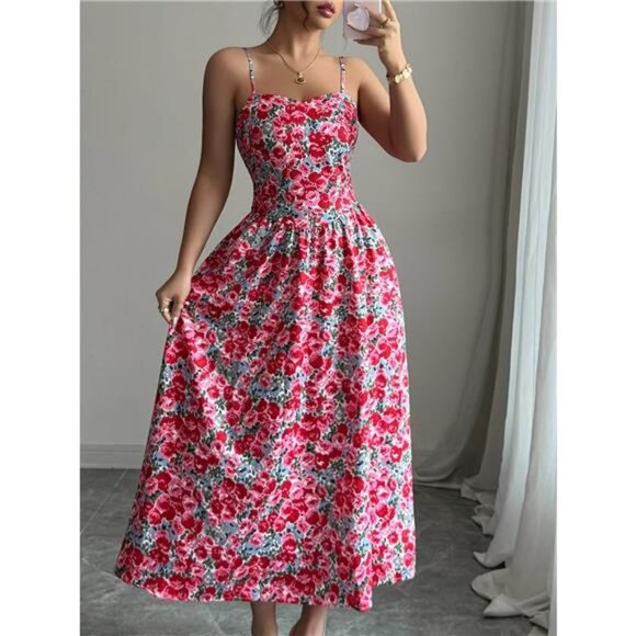 Floral Print Sweetheart Neck Cami Dress - Picture 5 of 5